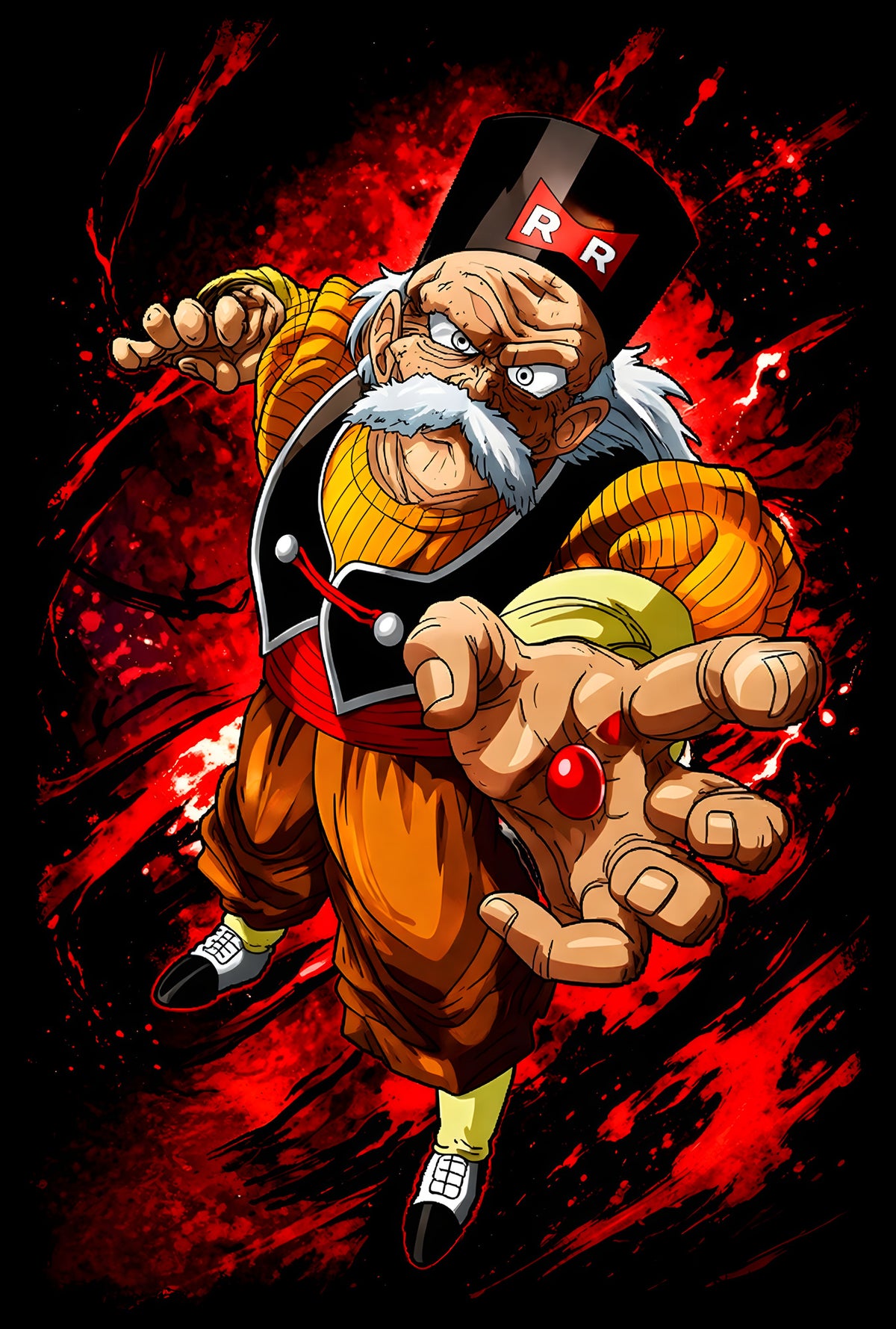 Dr Gero Anime Fighter - Halftone DTF transfer - Prints best on darks
