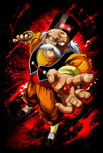 Dr Gero Anime Fighter - Halftone DTF transfer - Prints best on darks
