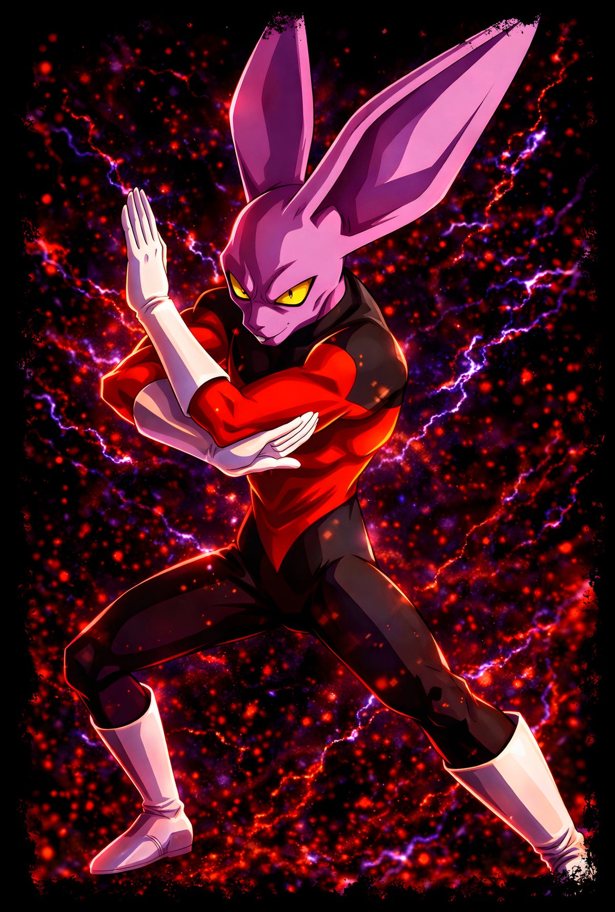 Dyspo Purple Rabbit Fighter - Halftone DTF transfer - Prints best on darks