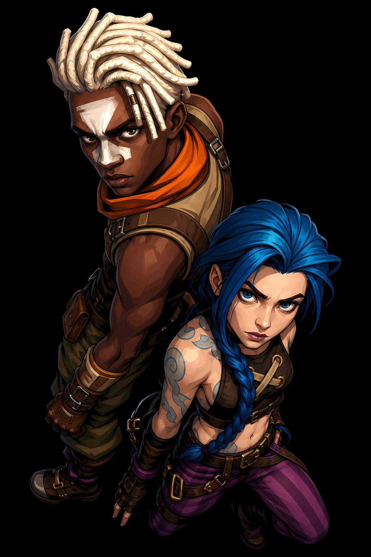 Ekko and Jinx - Halftone DTF transfer - Prints best on darks