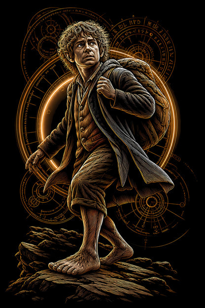 Fantasy Adventurer with Sword - Halftone DTF transfer - Prints best on darks