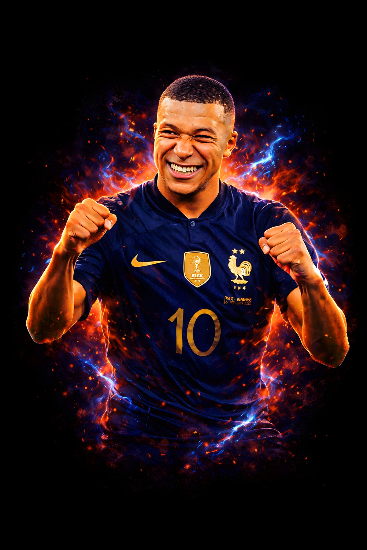France Number 10 Football Player - Halftone DTF transfer - Prints best on darks