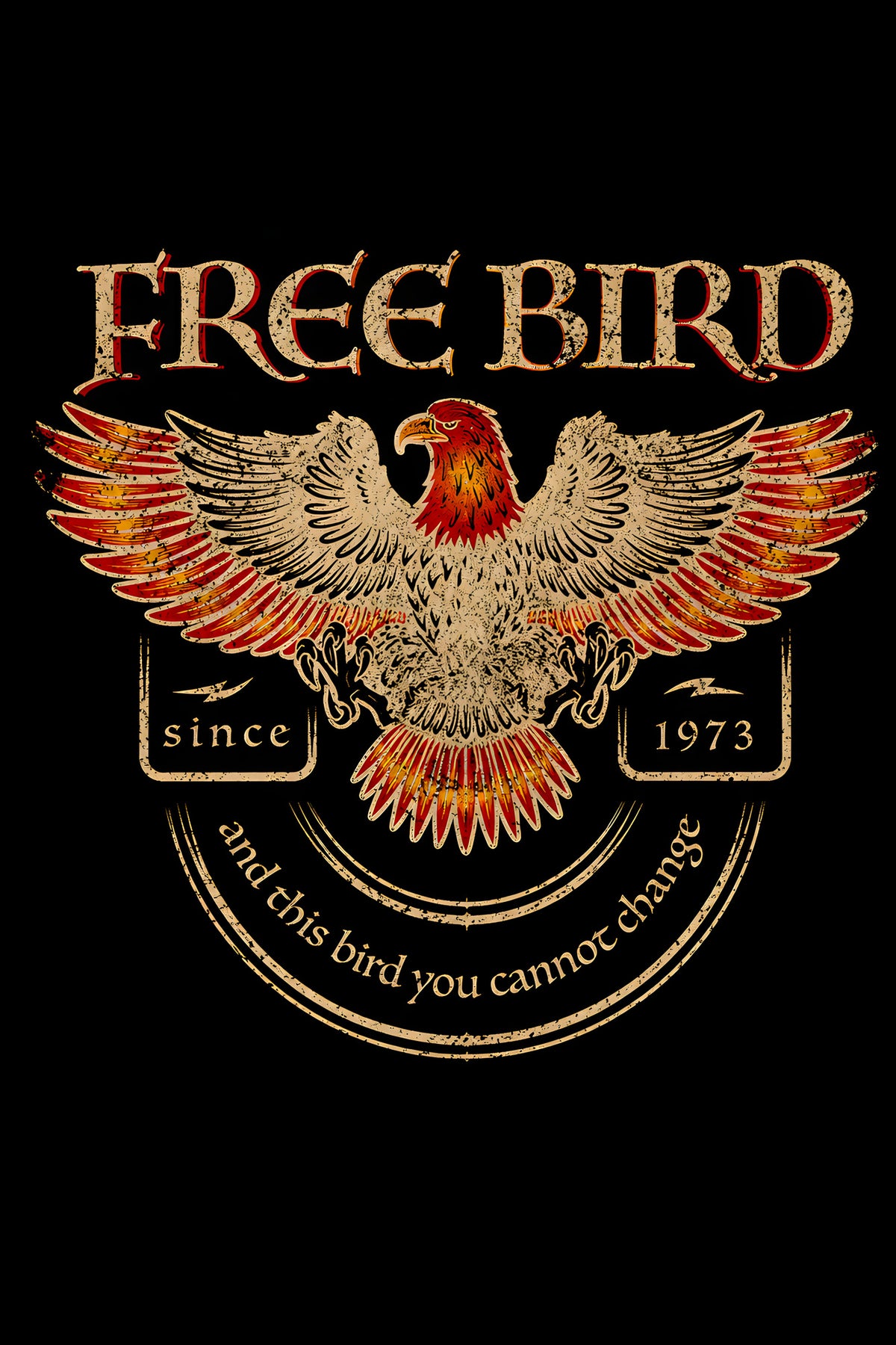 Free Bird Eagle - Halftone DTF transfer - Prints best on darks