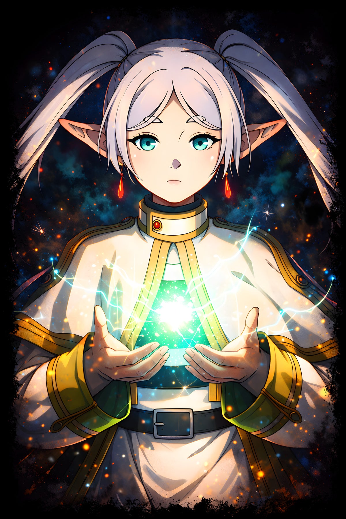 Frieren Glowing Magic - Halftone DTF transfer - Prints best on darks