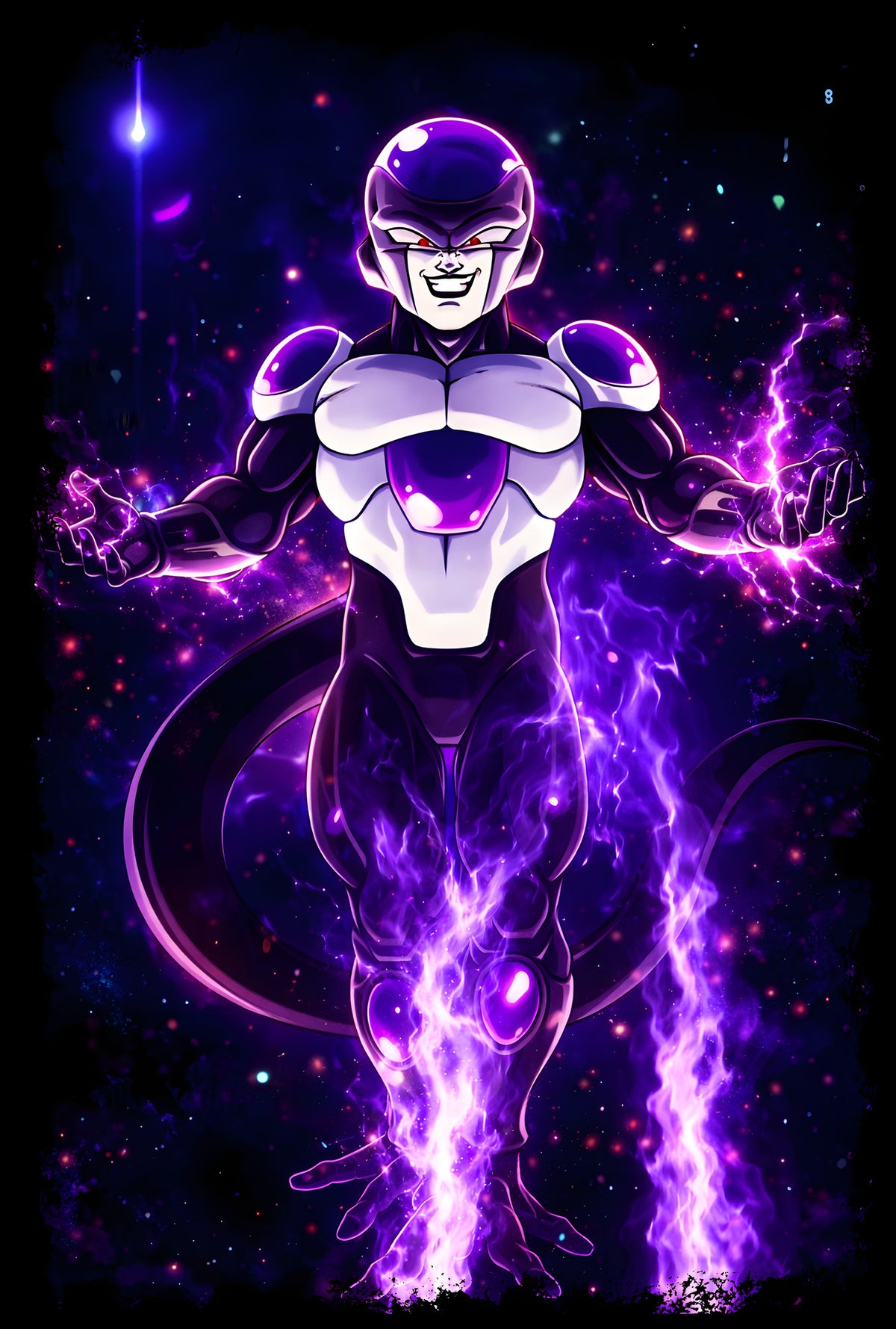 Frieza in Purple Energy - Halftone DTF transfer - Prints best on darks