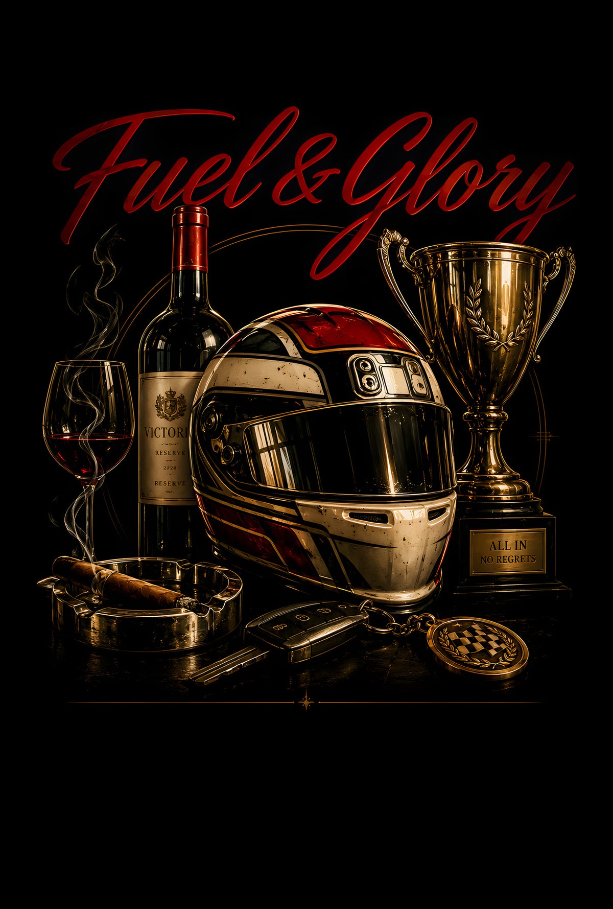 Fuel and Glory Racing Helmet - Halftone DTF transfer - Prints best on darks