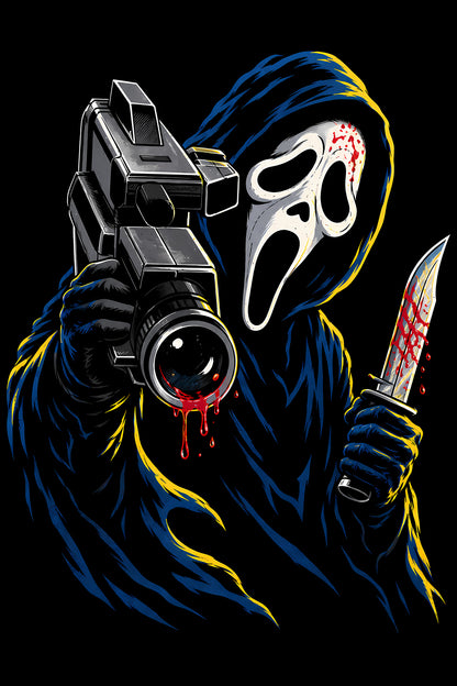 Ghostface with Camera - Halftone DTF transfer - Prints best on darks