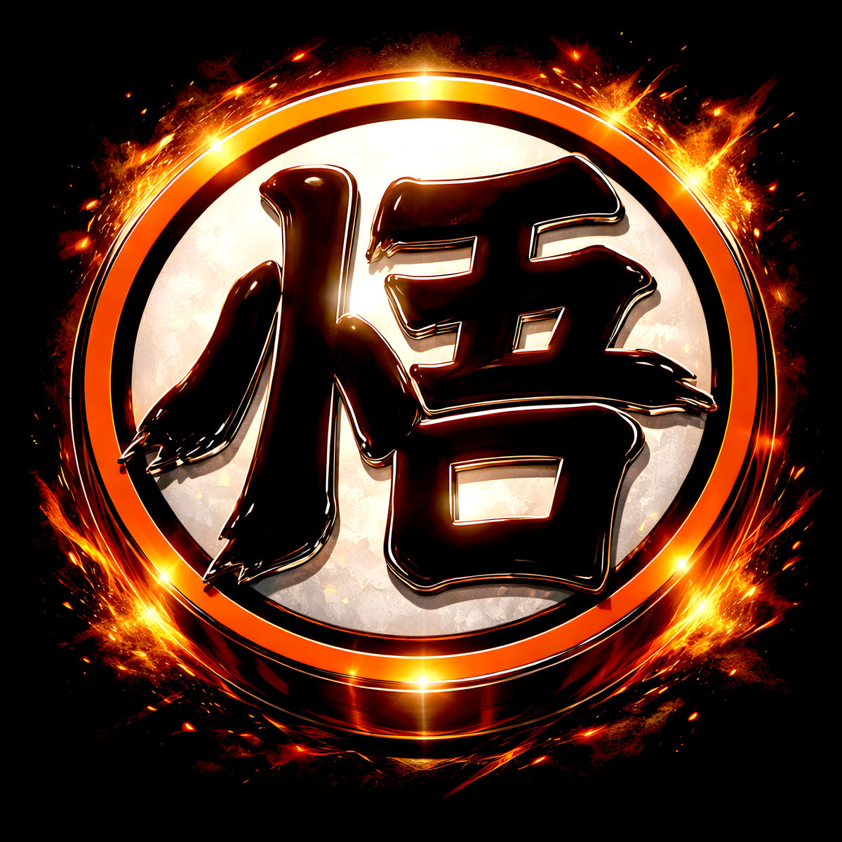 Goku Kanji Emblem - Halftone DTF transfer - Prints best on darks
