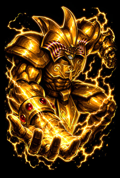 Golden Armored Warrior - Halftone DTF transfer - Prints best on darks