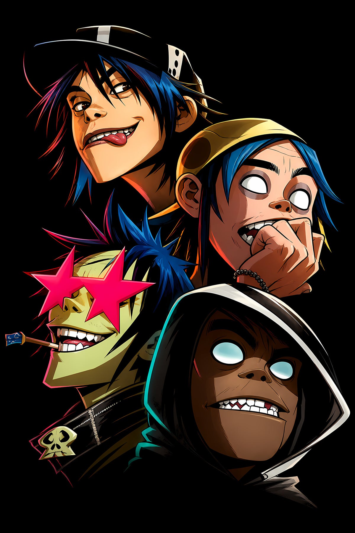 Gorillaz Cartoon Band - Halftone DTF transfer - Prints best on darks