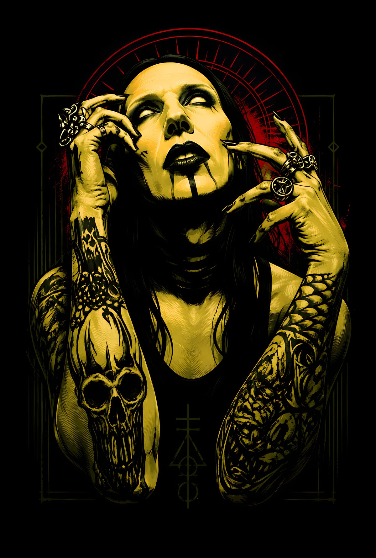 Gothic Rock Singer - Halftone DTF transfer - Prints best on darks