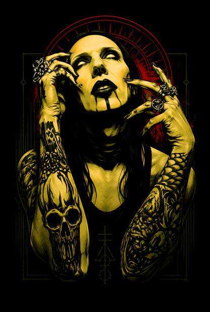 Gothic Rock Singer - Halftone DTF transfer - Prints best on darks