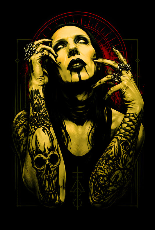 Gothic Rock Singer - Halftone DTF transfer - Prints best on darks