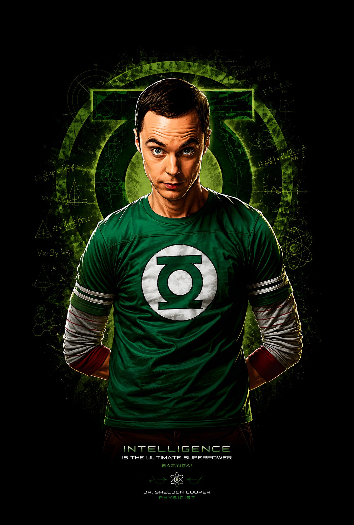 Green Lantern Shirt TV Portrait - Halftone DTF transfer - Prints best on darks