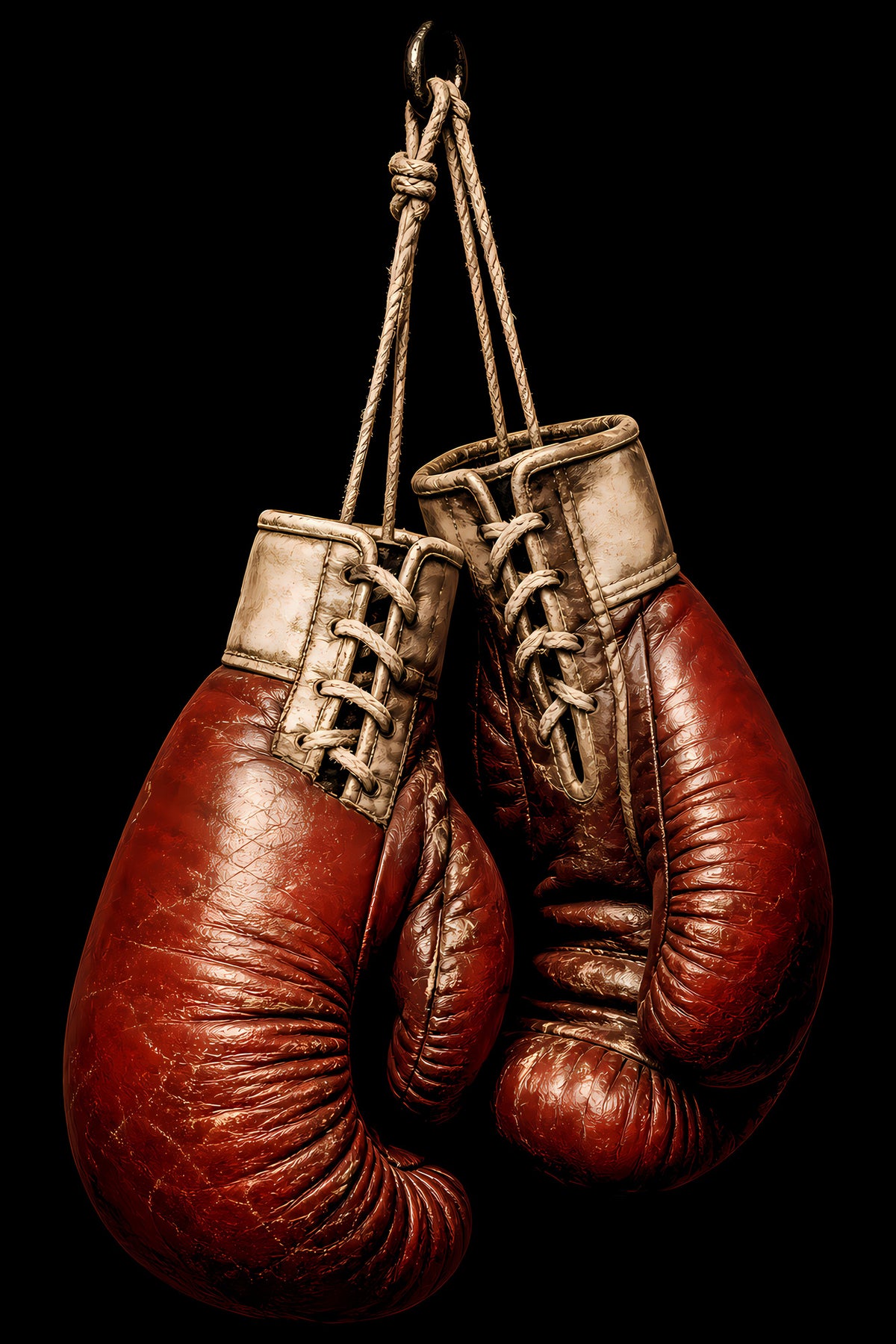 Hanging Vintage Boxing Gloves - Halftone DTF transfer - Prints best on darks