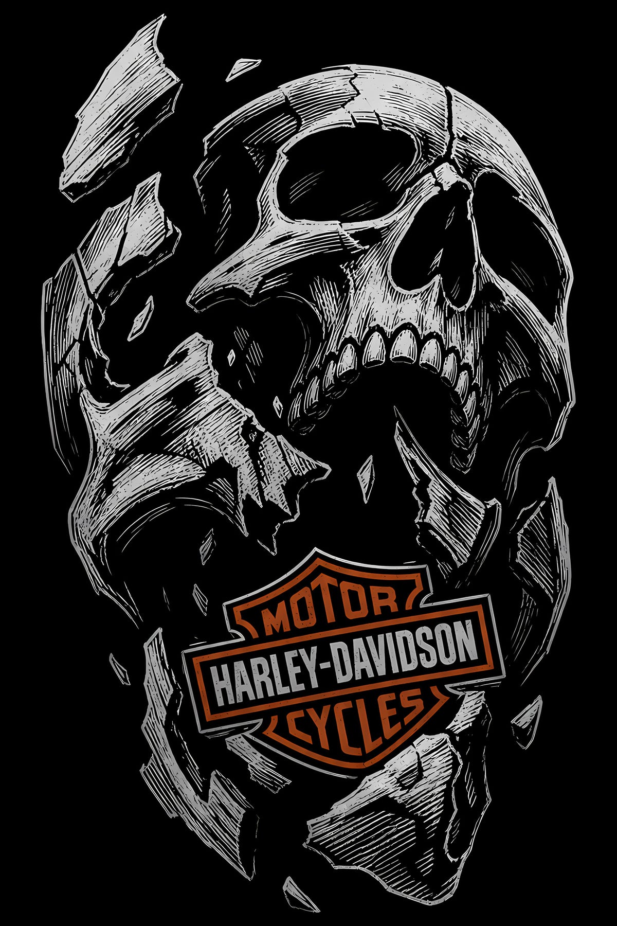 Harley-Davidson Skull - Halftone DTF transfer - Prints best on darks
