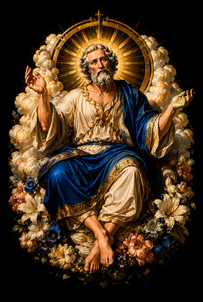 Heavenly Father on a Golden Throne - Halftone DTF transfer - Prints best on darks