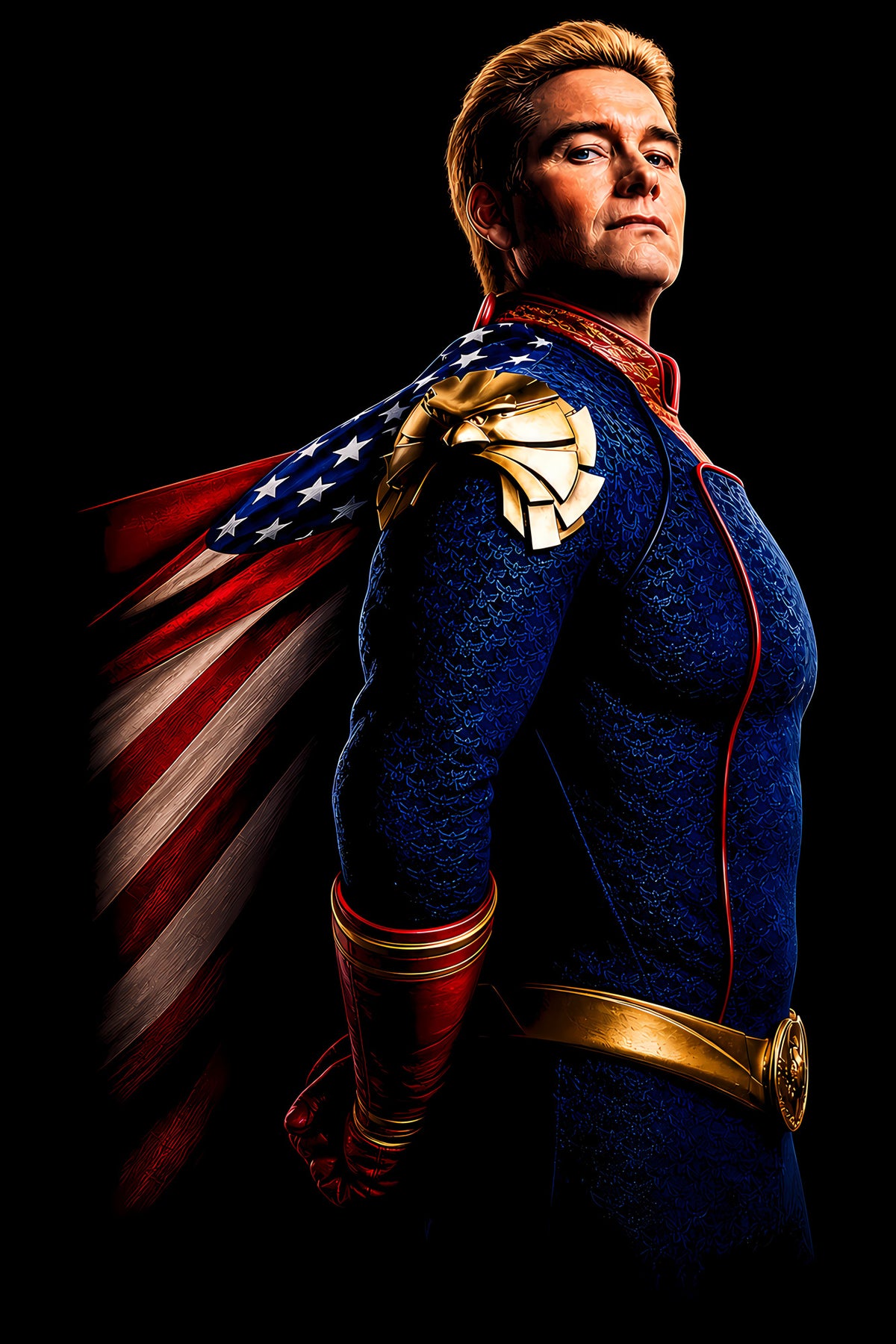 Homelander with American Cape - Halftone DTF transfer - Prints best on darks