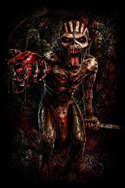 Horror Bodybuilder with Dumbbell - Halftone DTF transfer - Prints best on darks