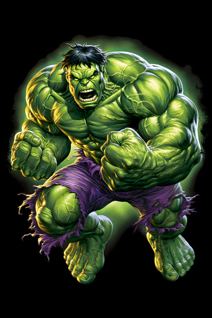 Hulk Charging - Halftone DTF transfer - Prints best on darks