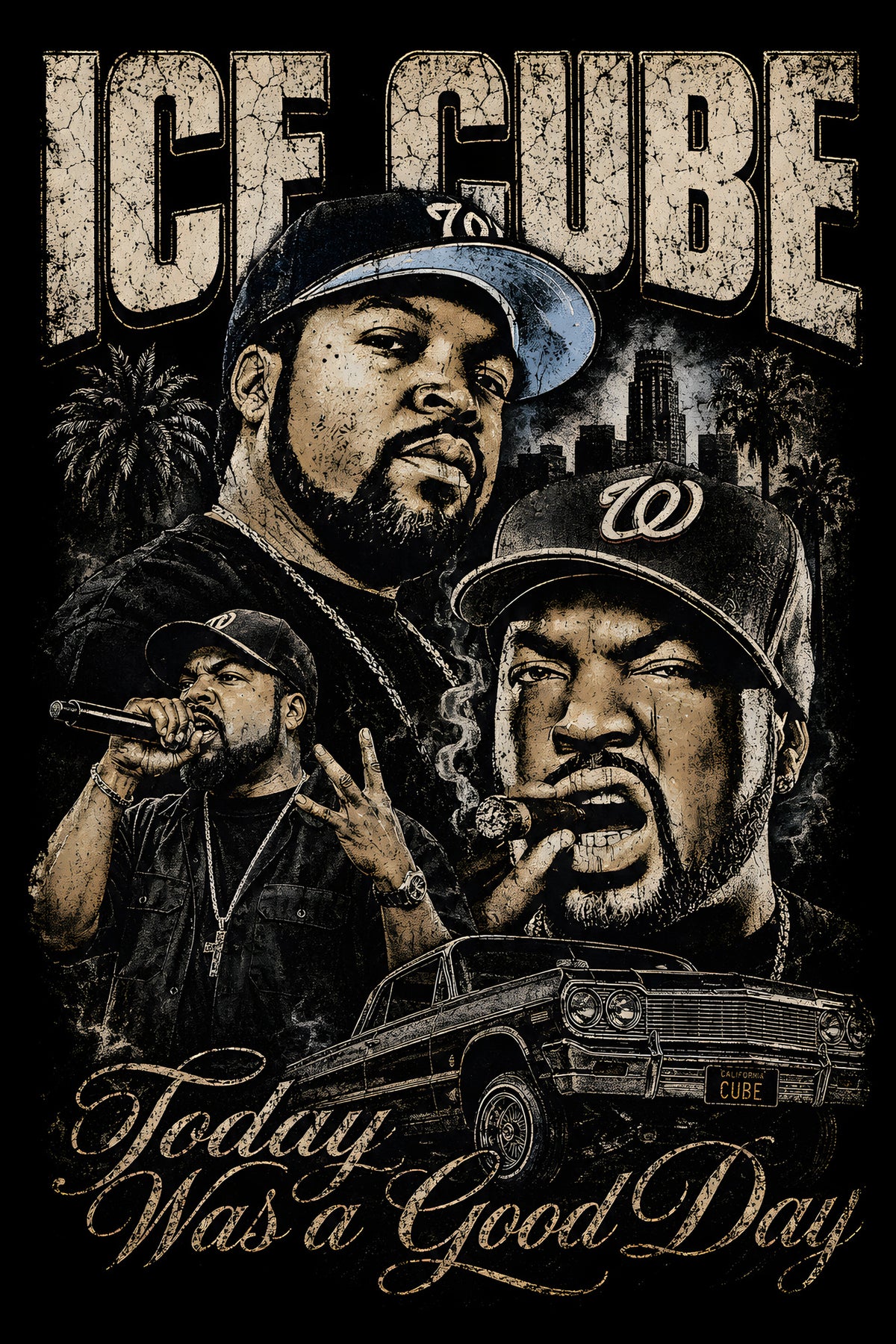 Ice Cube Today Was a Good Day - Halftone DTF transfer - Prints best on darks