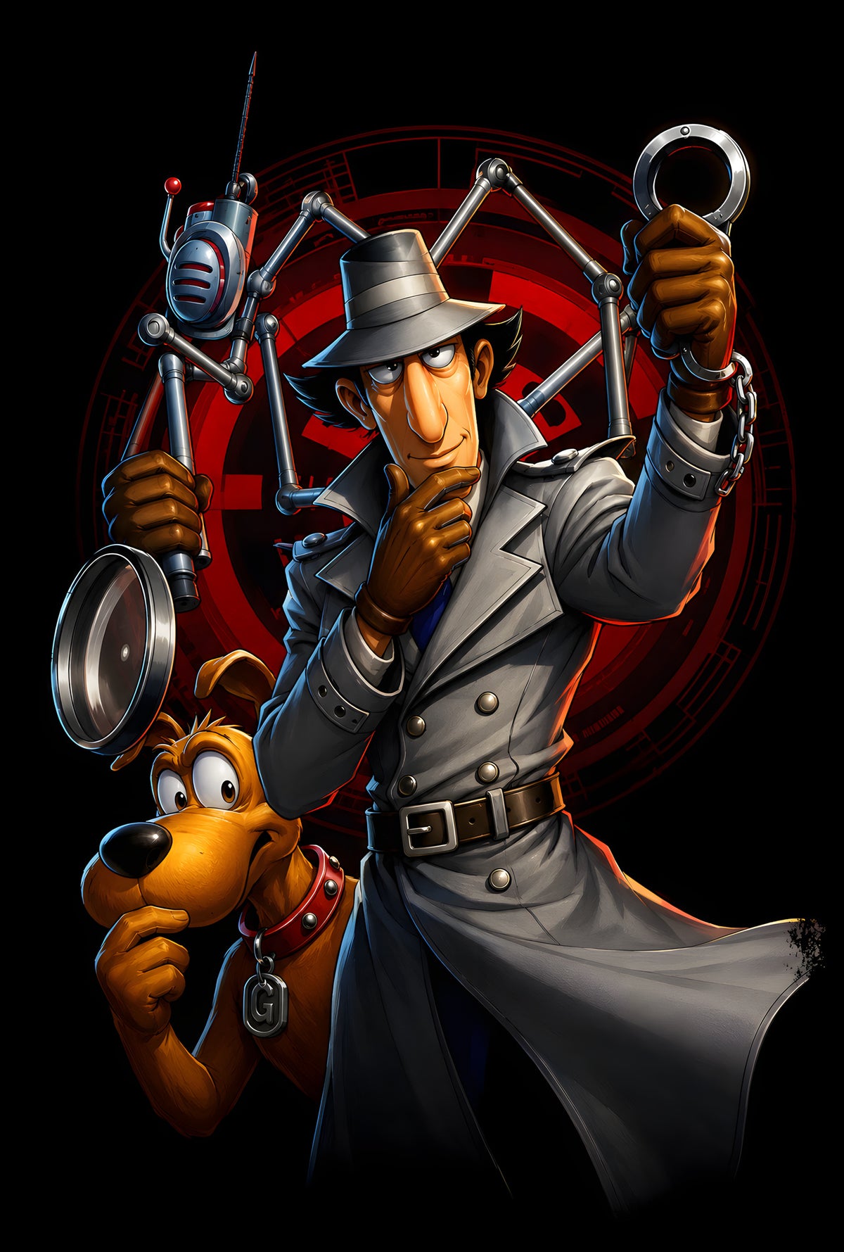 Inspector Gadget and Brain - Halftone DTF transfer - Prints best on darks