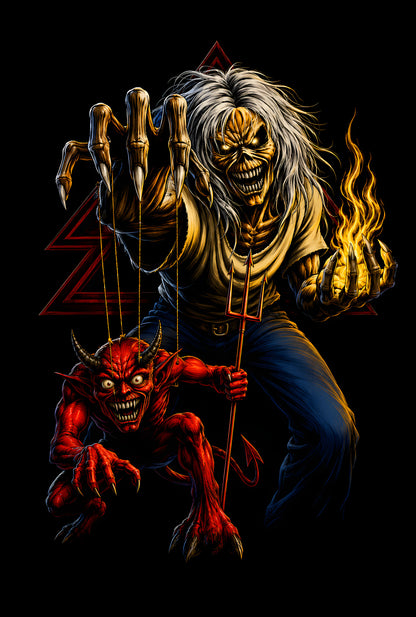 Iron Maiden Eddie and Red Devil - Halftone DTF transfer - Prints best on darks