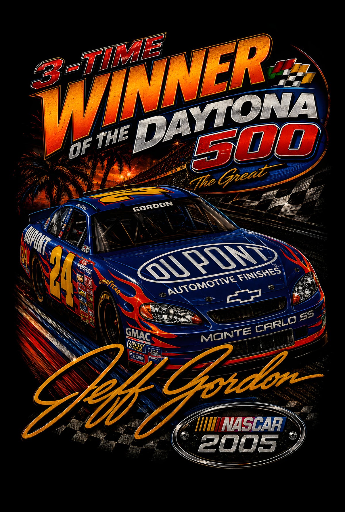 Jeff Gordon Daytona 500 Winner - Halftone DTF transfer - Prints best on darks