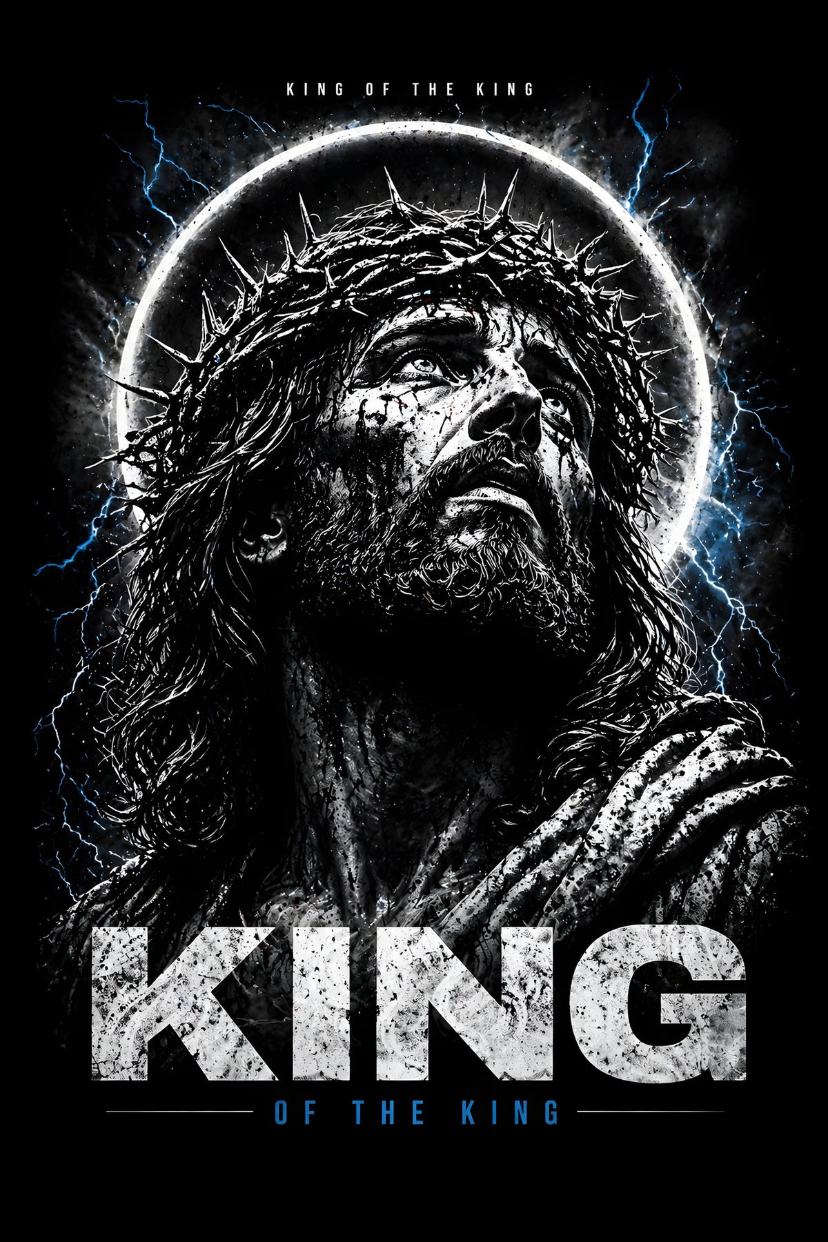 Jesus King - Halftone DTF transfer - Prints best on darks