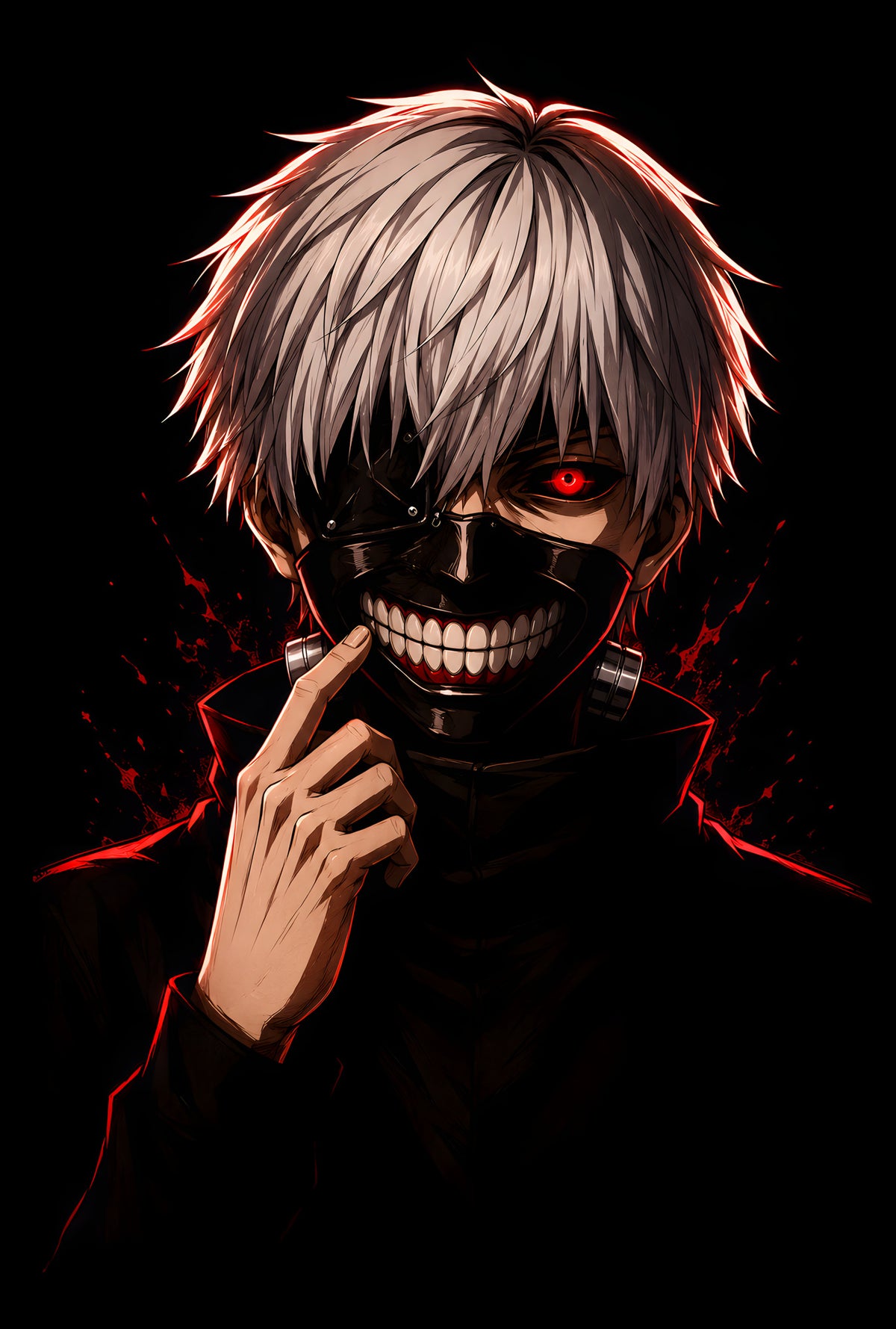 Ken Kaneki Tokyo Ghoul - Halftone DTF transfer - Prints best on darks