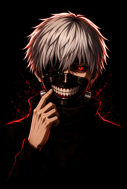 Ken Kaneki Tokyo Ghoul - Halftone DTF transfer - Prints best on darks
