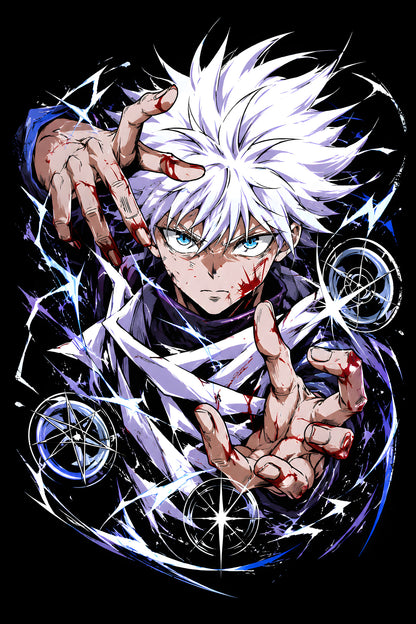 Killua Lightning - Halftone DTF transfer - Prints best on darks
