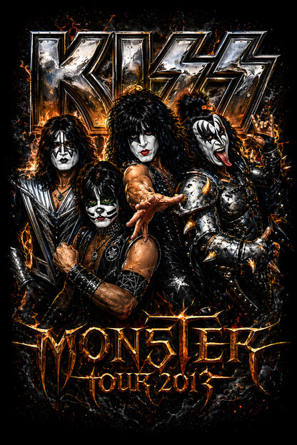 KISS Monster Tour 2013 - Halftone DTF transfer - Prints best on darks