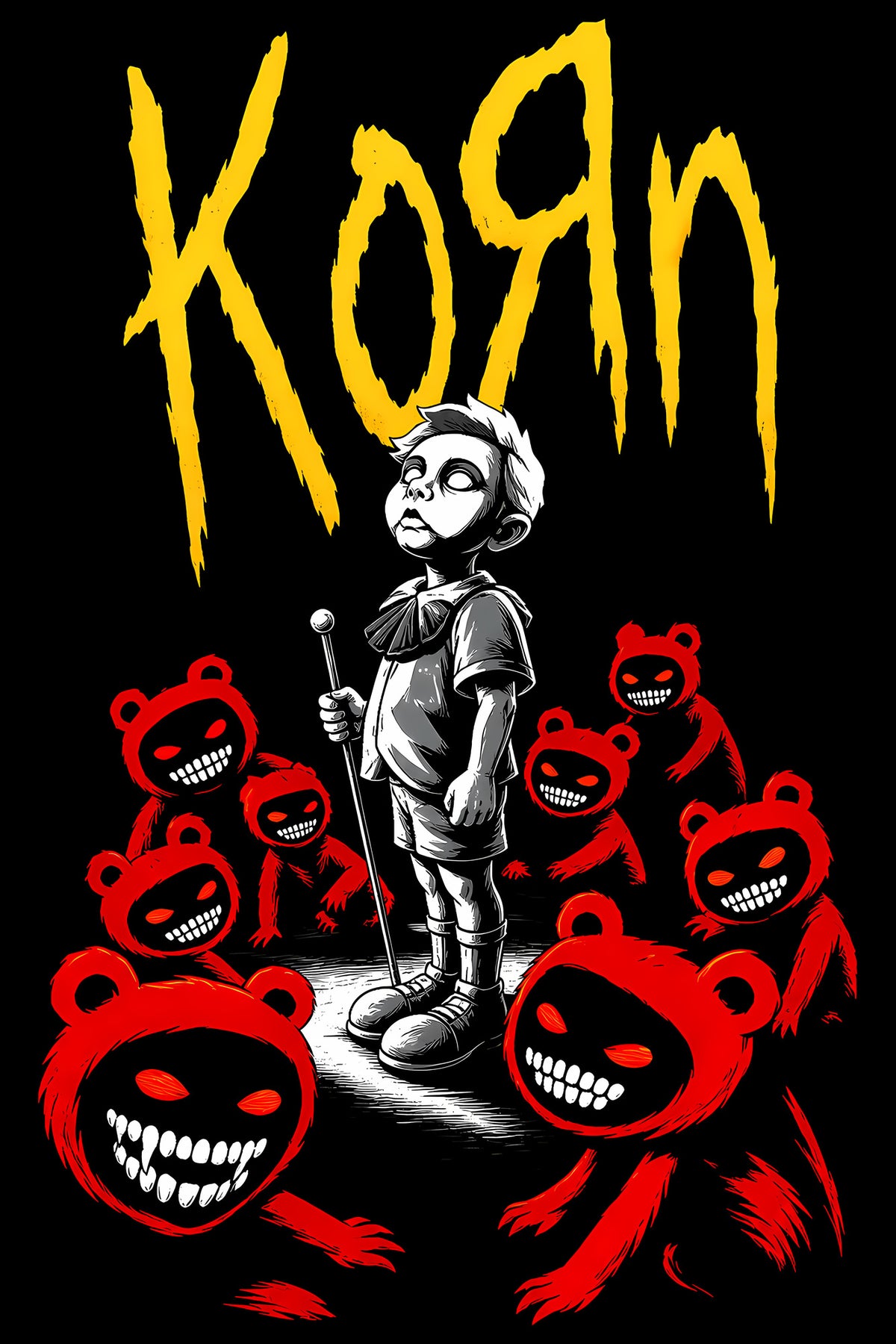 Korn Cartoon Graffiti - Halftone DTF transfer - Prints best on darks