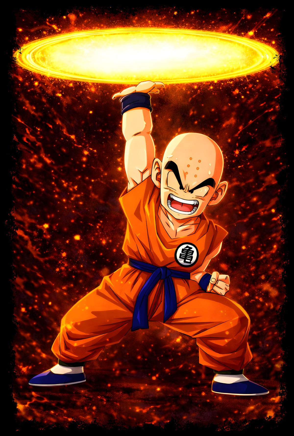Krillin Energy Disc - Halftone DTF transfer - Prints best on darks