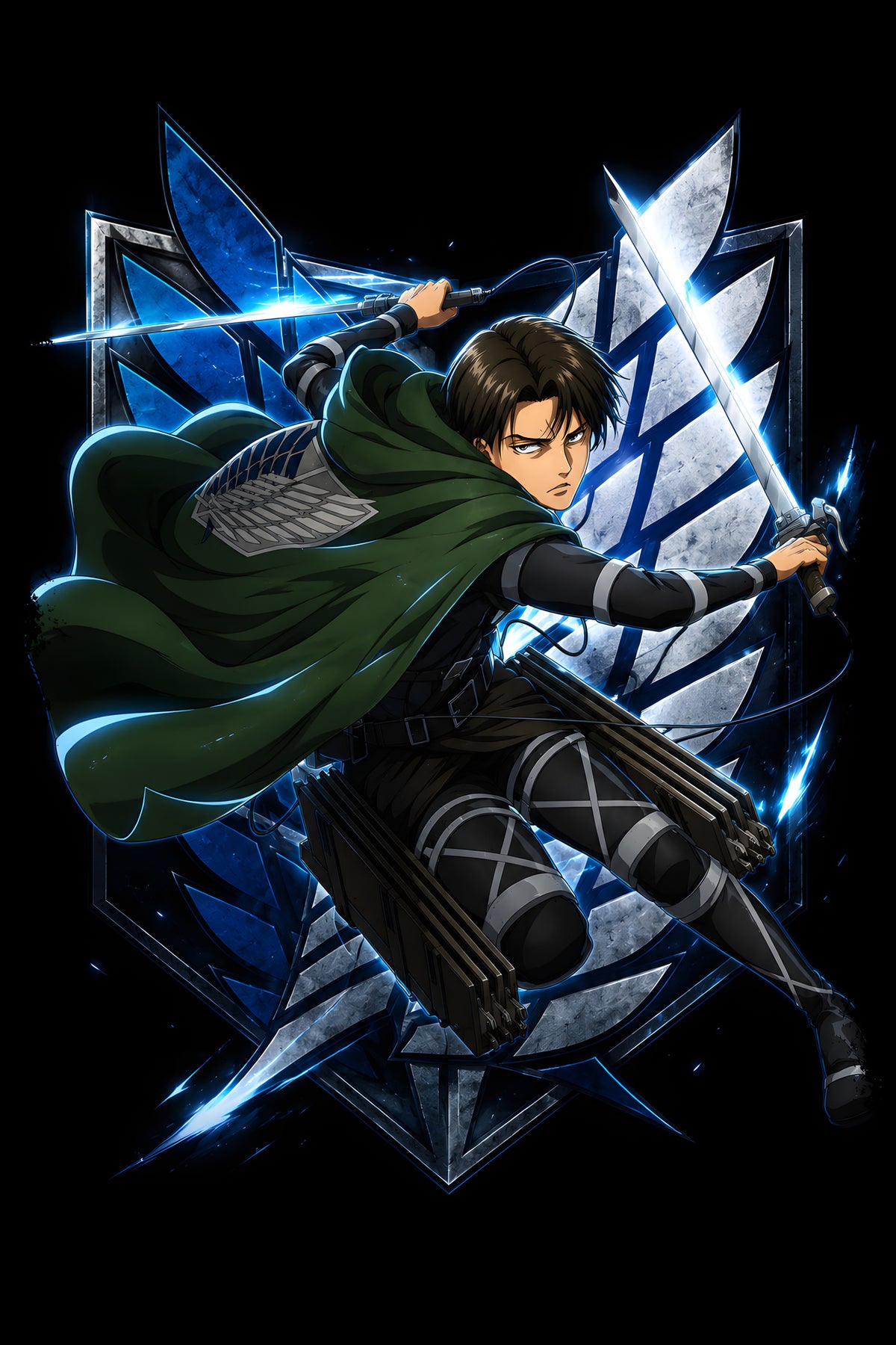 Levi Attack on Titan - Halftone DTF transfer - Prints best on darks