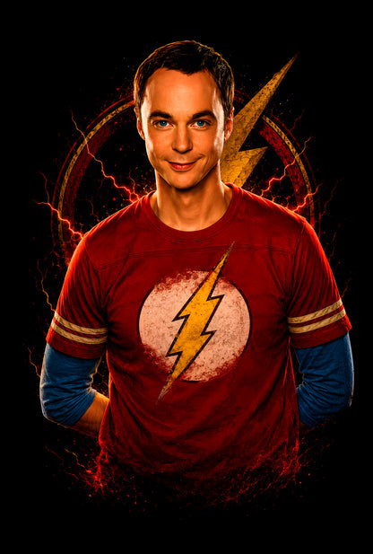 Lightning Bolt Shirt TV Portrait - Halftone DTF transfer - Prints best on darks