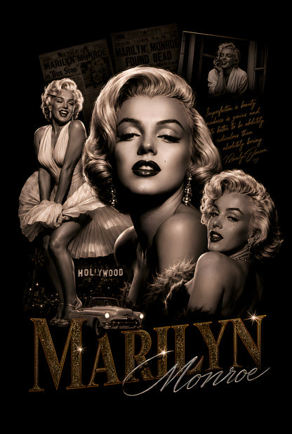 Marilyn Monroe Hollywood Collage - Halftone DTF transfer - Prints best on darks