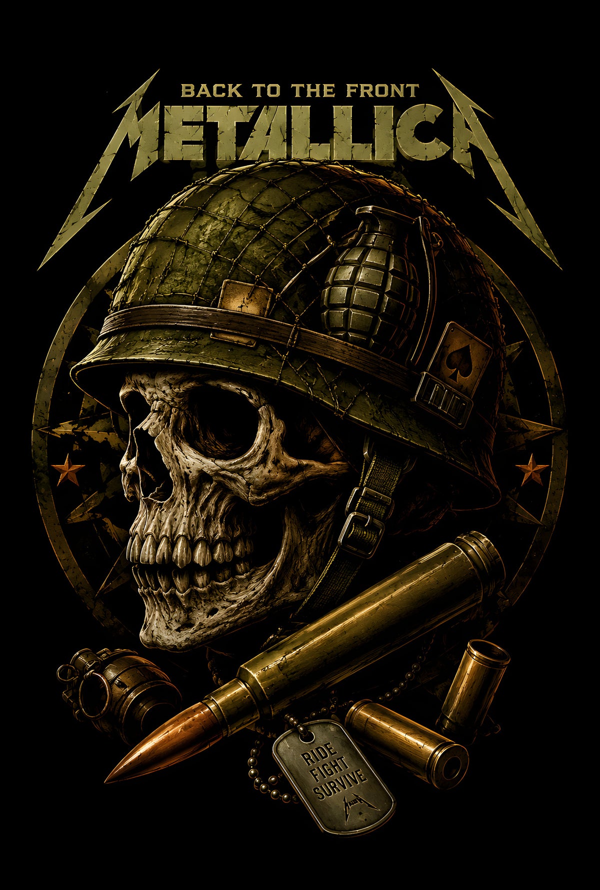 Metallica Back to the Front Skull - Halftone DTF transfer - Prints best on darks