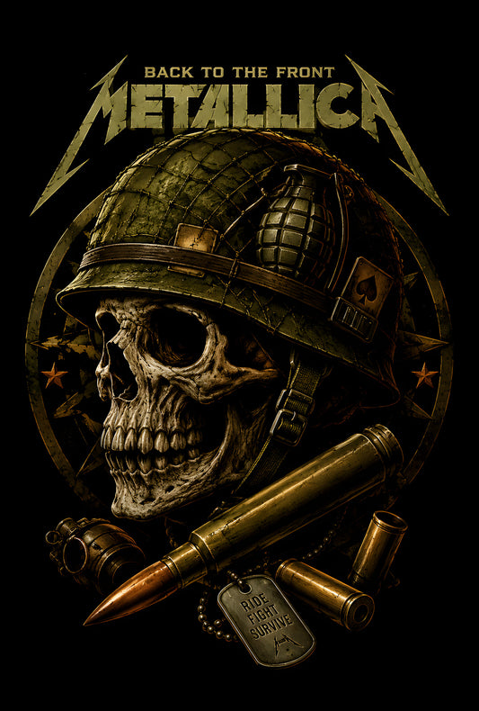 Metallica Back to the Front Skull - Halftone DTF transfer - Prints best on darks