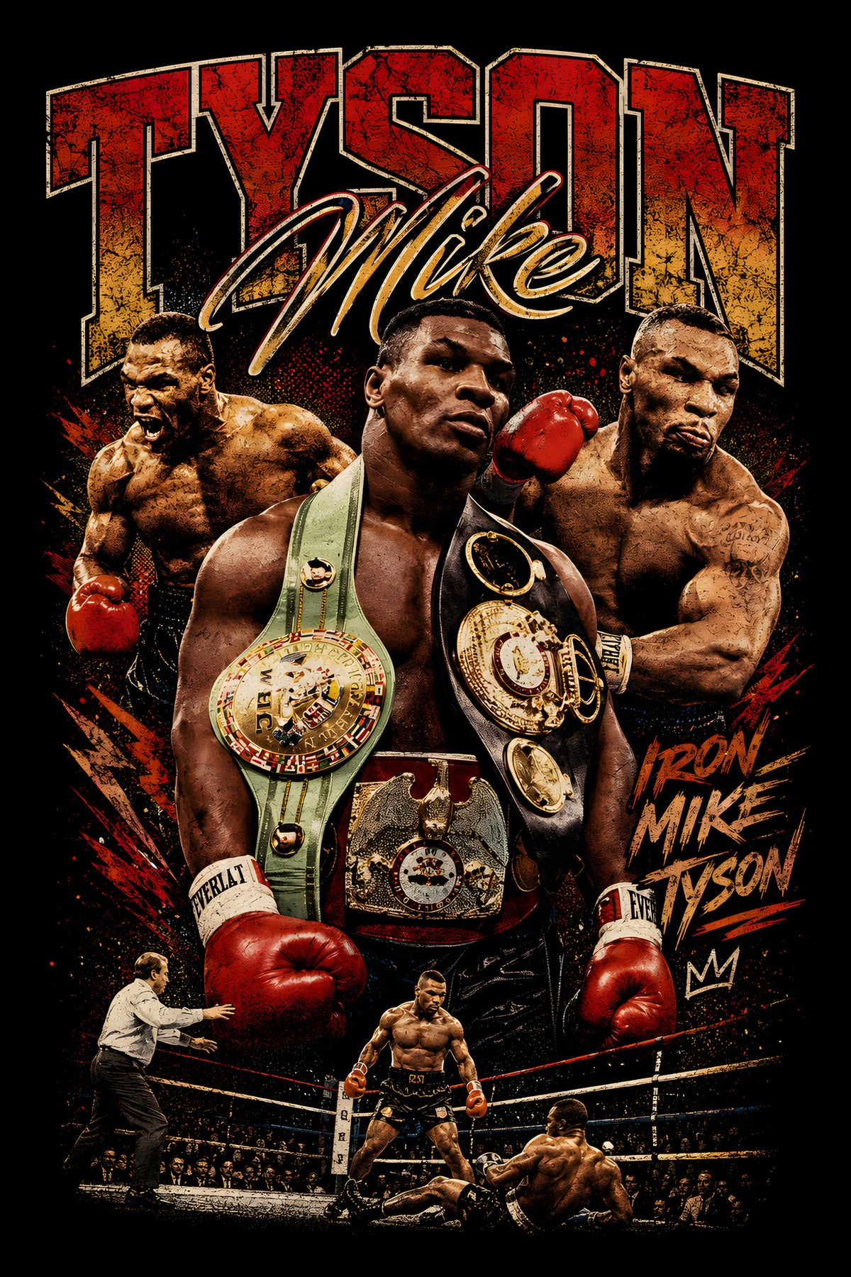 Mike Tyson Boxing Champion - Halftone DTF transfer - Prints best on darks