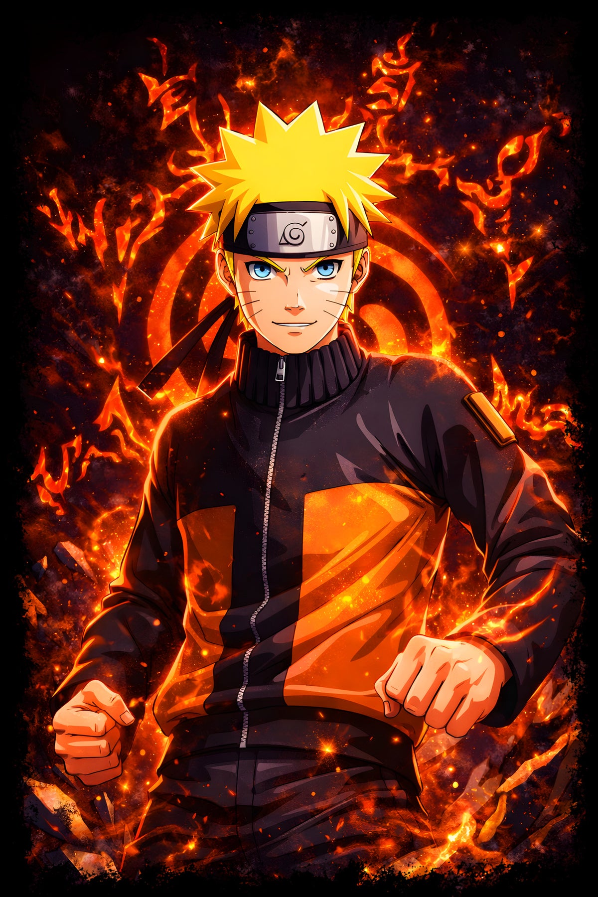 Naruto Fire Aura - Halftone DTF transfer - Prints best on darks