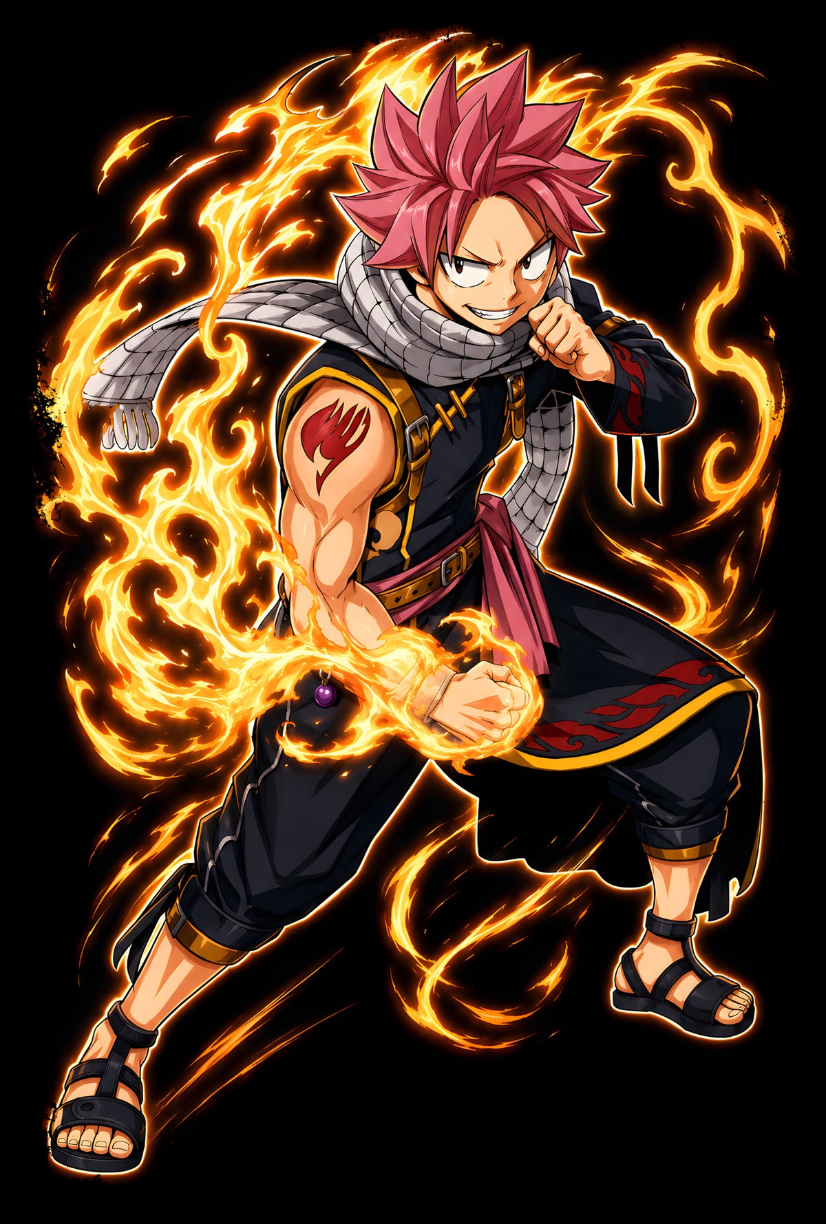 Natsu Fire Dragon - Halftone DTF transfer - Prints best on darks