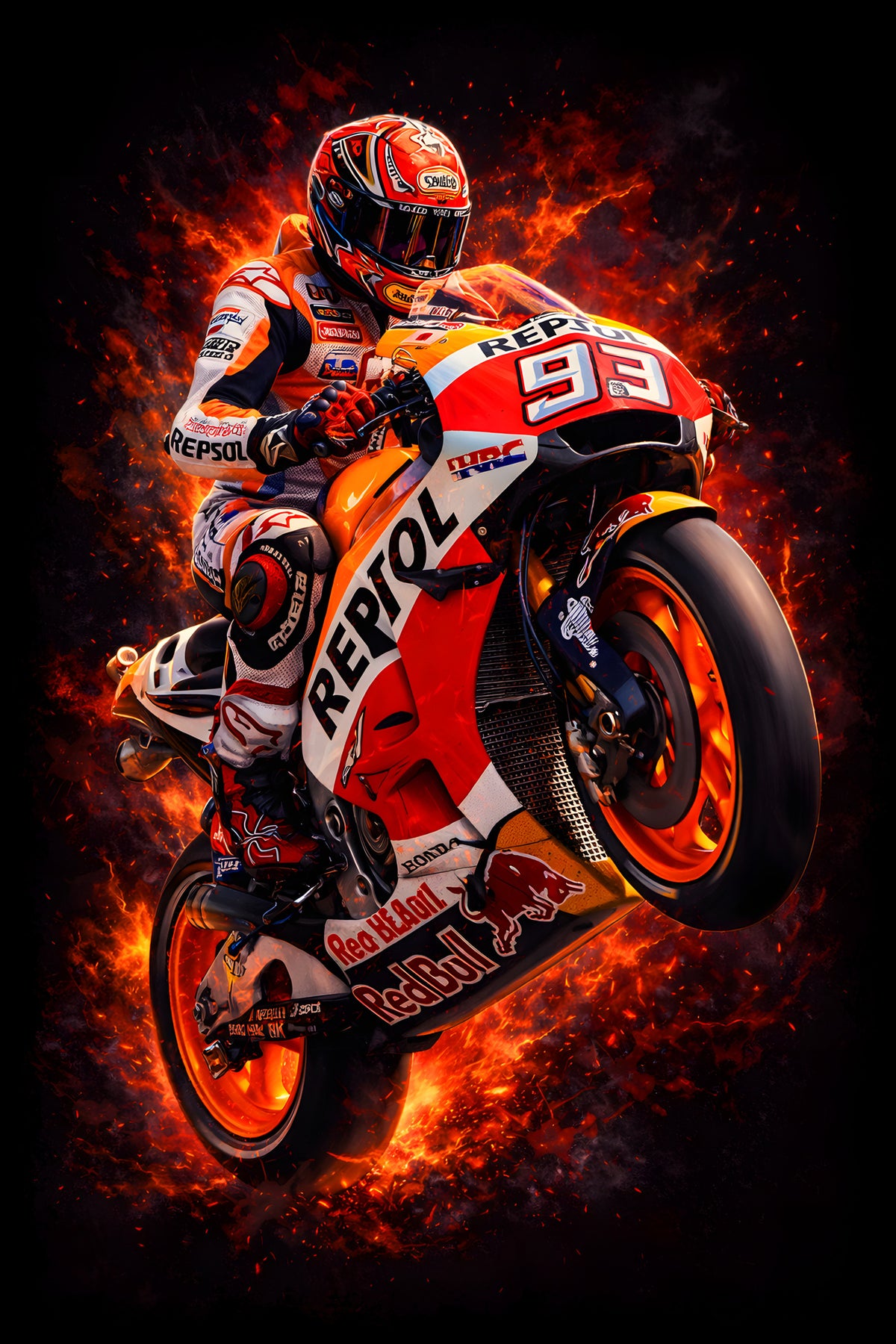 Number 93 Motorcycle Racer - Halftone DTF transfer - Prints best on darks