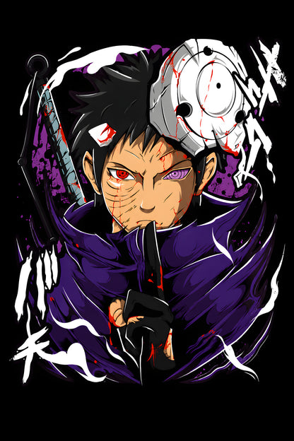Obito Uchiha - Halftone DTF transfer - Prints best on darks