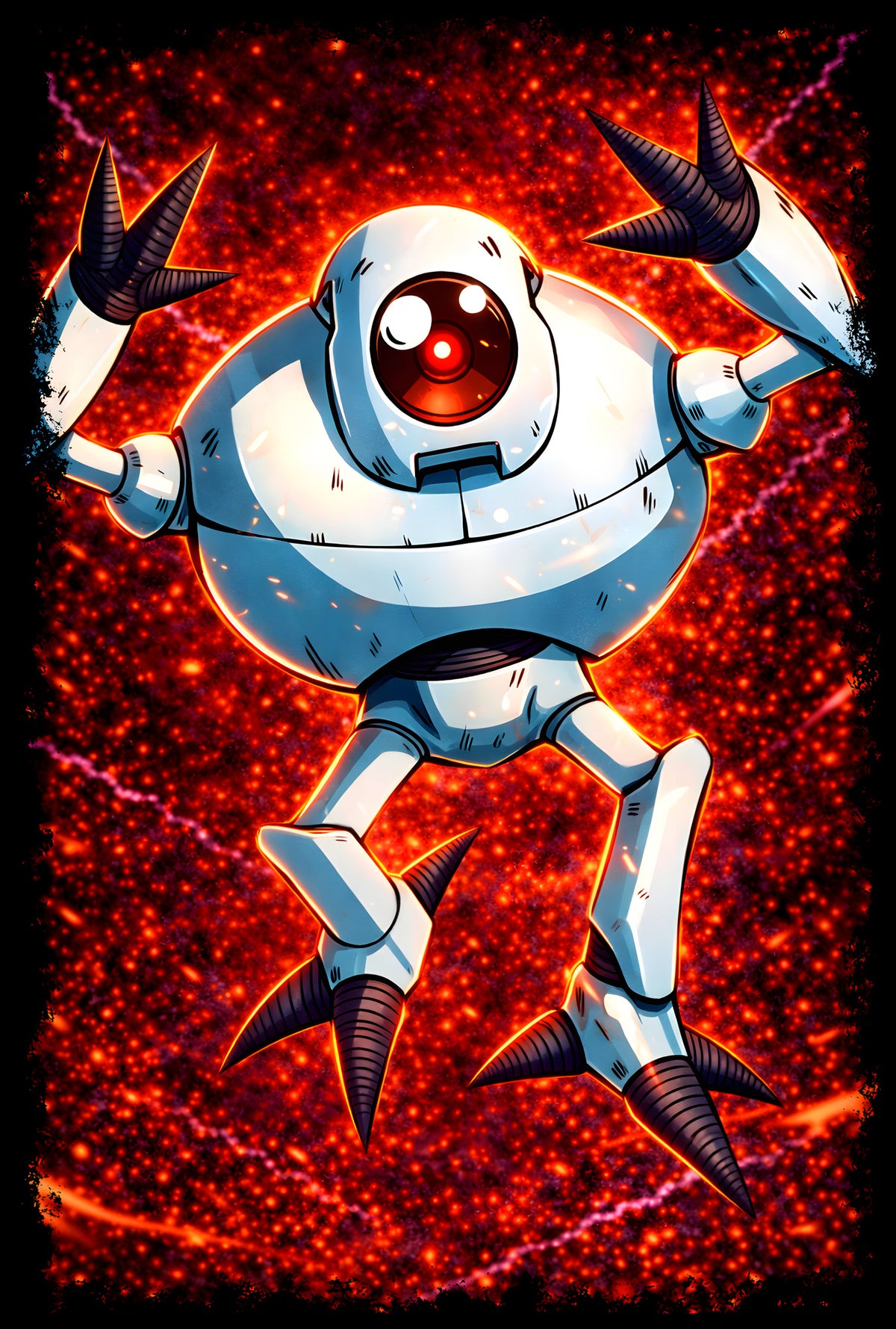 One-Eyed Anime Robot - Halftone DTF transfer - Prints best on darks