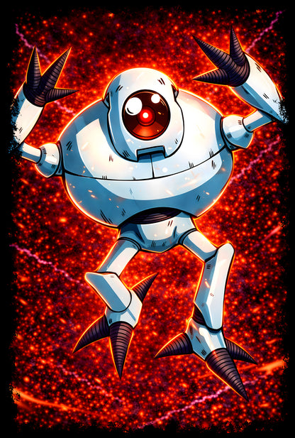 One-Eyed Anime Robot - Halftone DTF transfer - Prints best on darks