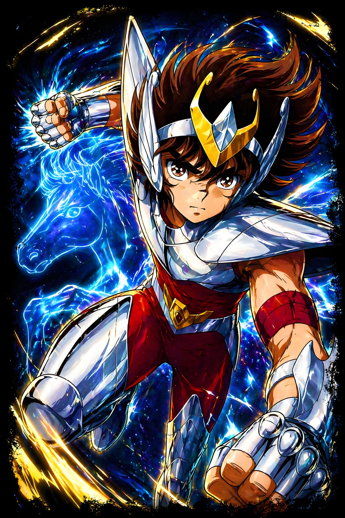 Pegasus Seiya - Halftone DTF transfer - Prints best on darks