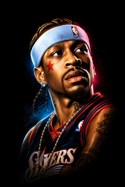 Philadelphia Basketball Player Portrait - Halftone DTF transfer - Prints best on darks
