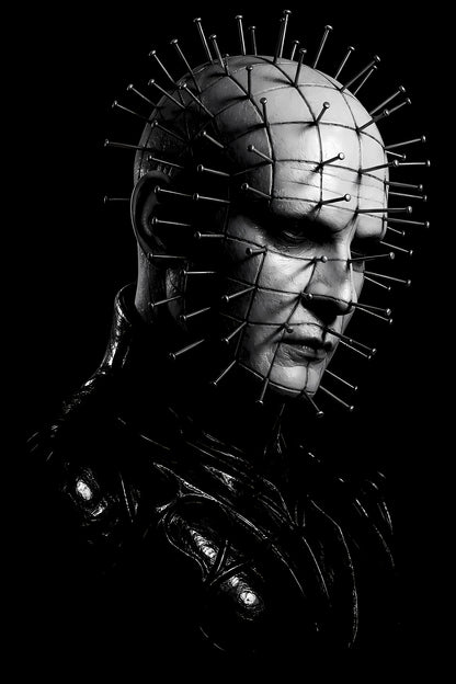 Pinhead Horror Portrait - Halftone DTF transfer - Prints best on darks